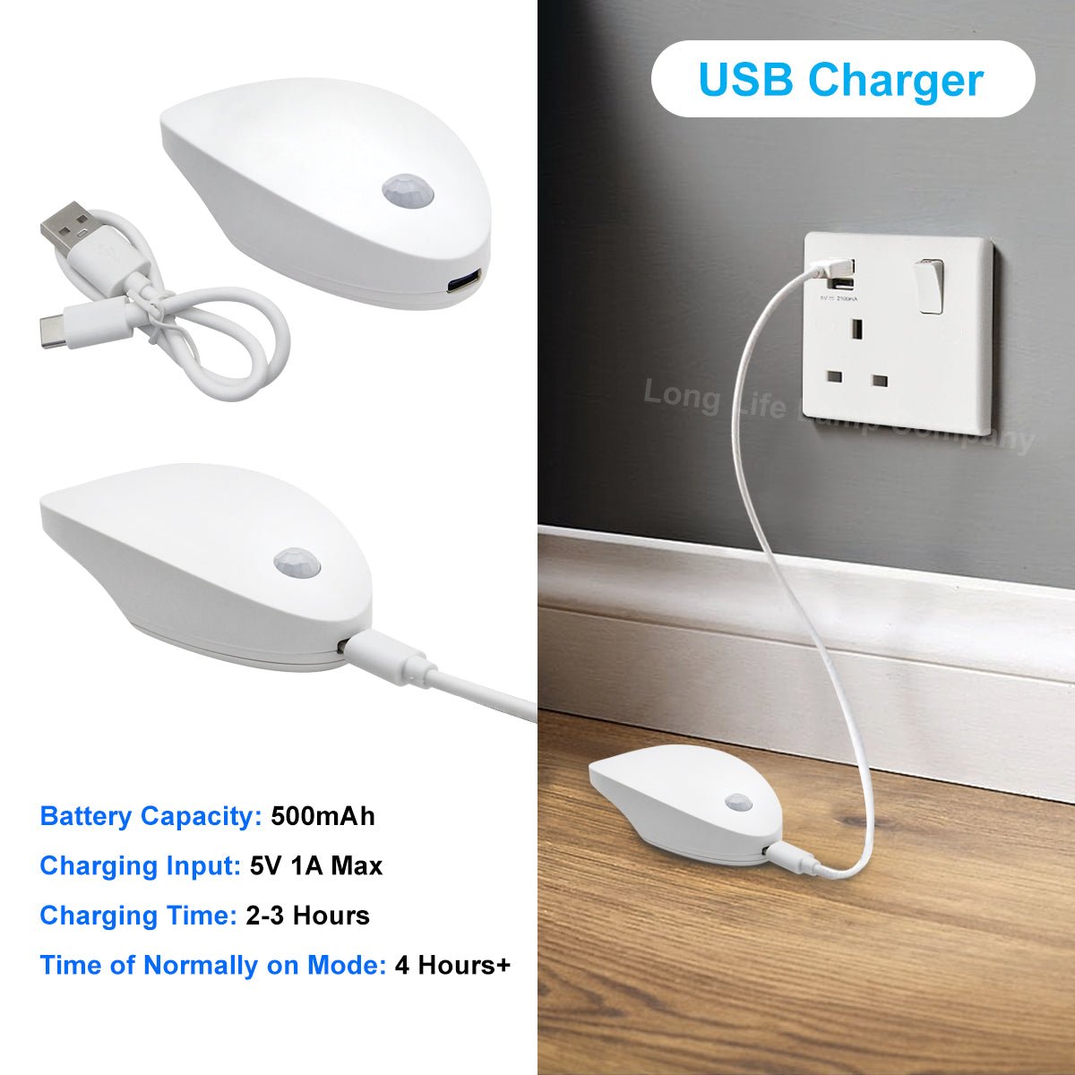 Magnetic LED Night Light Automatic Photocell Motion Sensor Natural White 4000K On Off Overide - Energy Light Bulbs - Free delivery on all orders