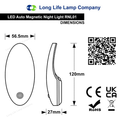 Magnetic LED Night Light Automatic Photocell Motion Sensor Natural White 4000K On Off Overide - Energy Light Bulbs - Free delivery on all orders