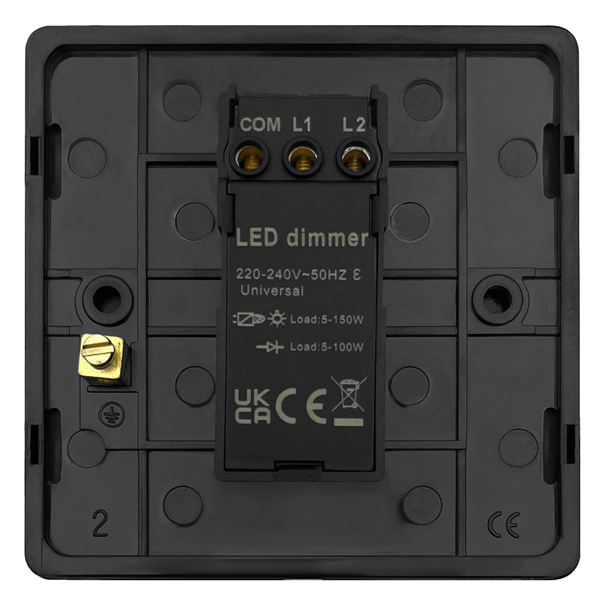 Matt Black 1 Gang 2 Way LED Dimmer Screwless BL350LED - Energy Light Bulbs