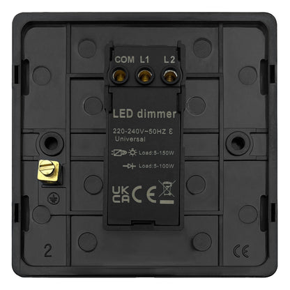 Matt Black 1 Gang 2 Way LED Dimmer Screwless BL350LED - Energy Light Bulbs