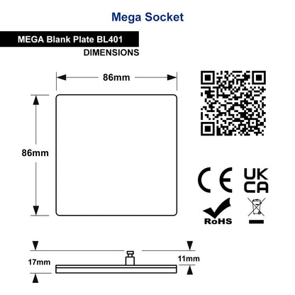 Matt Black 1 Gang Single Blanking Plate Screwless BL401 - Energy Light Bulbs - Free delivery on all orders