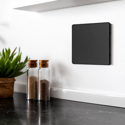 Matt Black 1 Gang Single Blanking Plate Screwless BL401 - Energy Light Bulbs - Free delivery on all orders