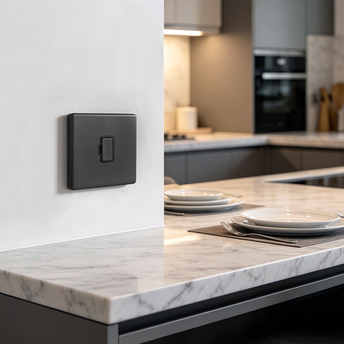 Matt Black 13A Fused Spur Connection Unit 250V Single Gang