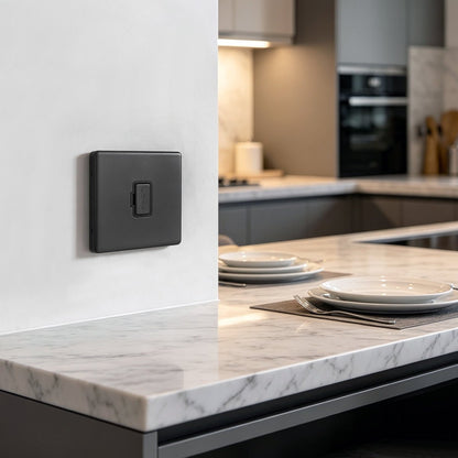 Matt Black 13A Fused Spur Connection Unit 250V Single Gang