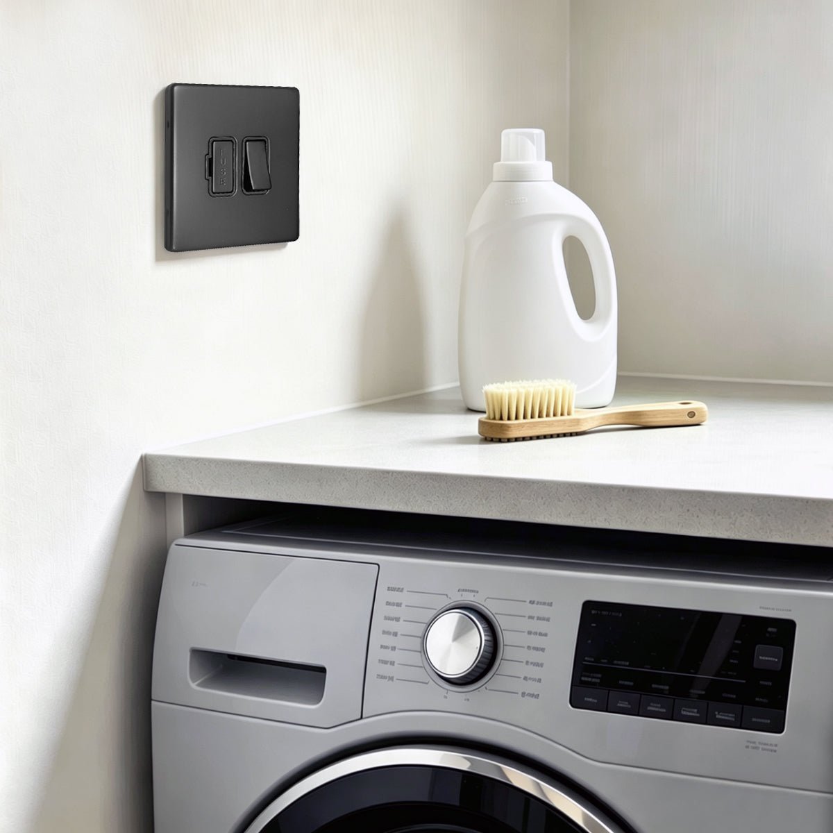 Matt Black 13A Switched Fused Spur Connection Unit 250V Single Gang Screwless BL422 - Energy Light Bulbs - Free delivery on all orders
