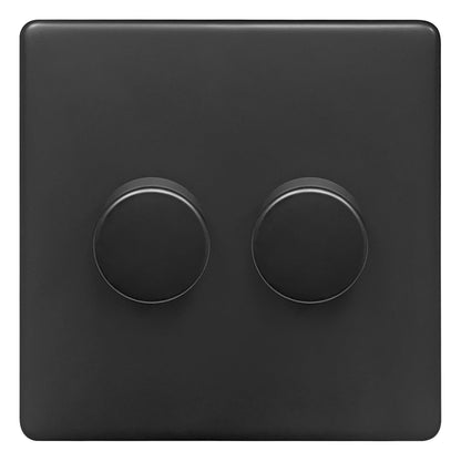 Matt Black 2 Gang 2 Way LED Dimmer Switch 2x100W - Energy Light Bulbs - Free delivery on all orders