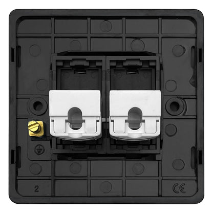 Matt black flat plate Ethernet wall socket with high-speed CAT6 ports