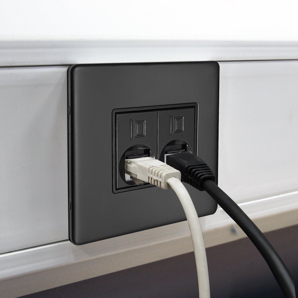 Modern screwless CAT6 Ethernet wall outlet for network devices