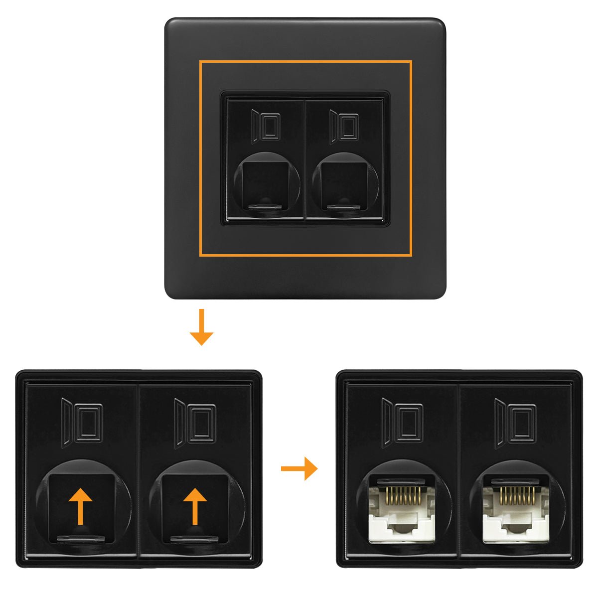 2 Gang CAT6 RJ45 data socket in sleek matt black finish