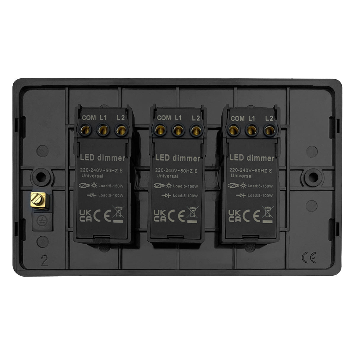 Matt Black 3 Gang 2 Way LED Dimmer Switch 3x100W - Energy Light Bulbs - Free delivery on all orders