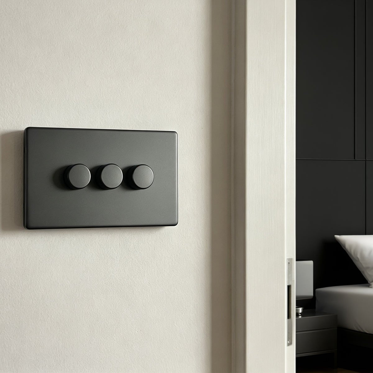 Matt Black 3 Gang 2 Way LED Dimmer Switch 3x100W - Energy Light Bulbs - Free delivery on all orders