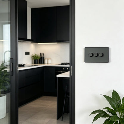 Matt Black 3 Gang 2 Way LED Dimmer Switch 3x100W - Energy Light Bulbs - Free delivery on all orders