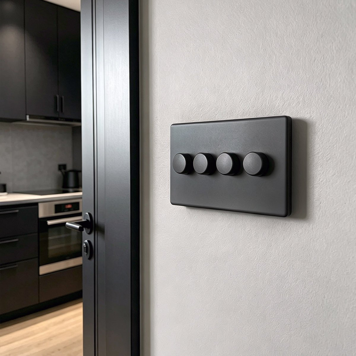 Matt Black 4 Gang 2 Way LED Dimmer Switch 4x100W - Energy Light Bulbs - Free delivery on all orders