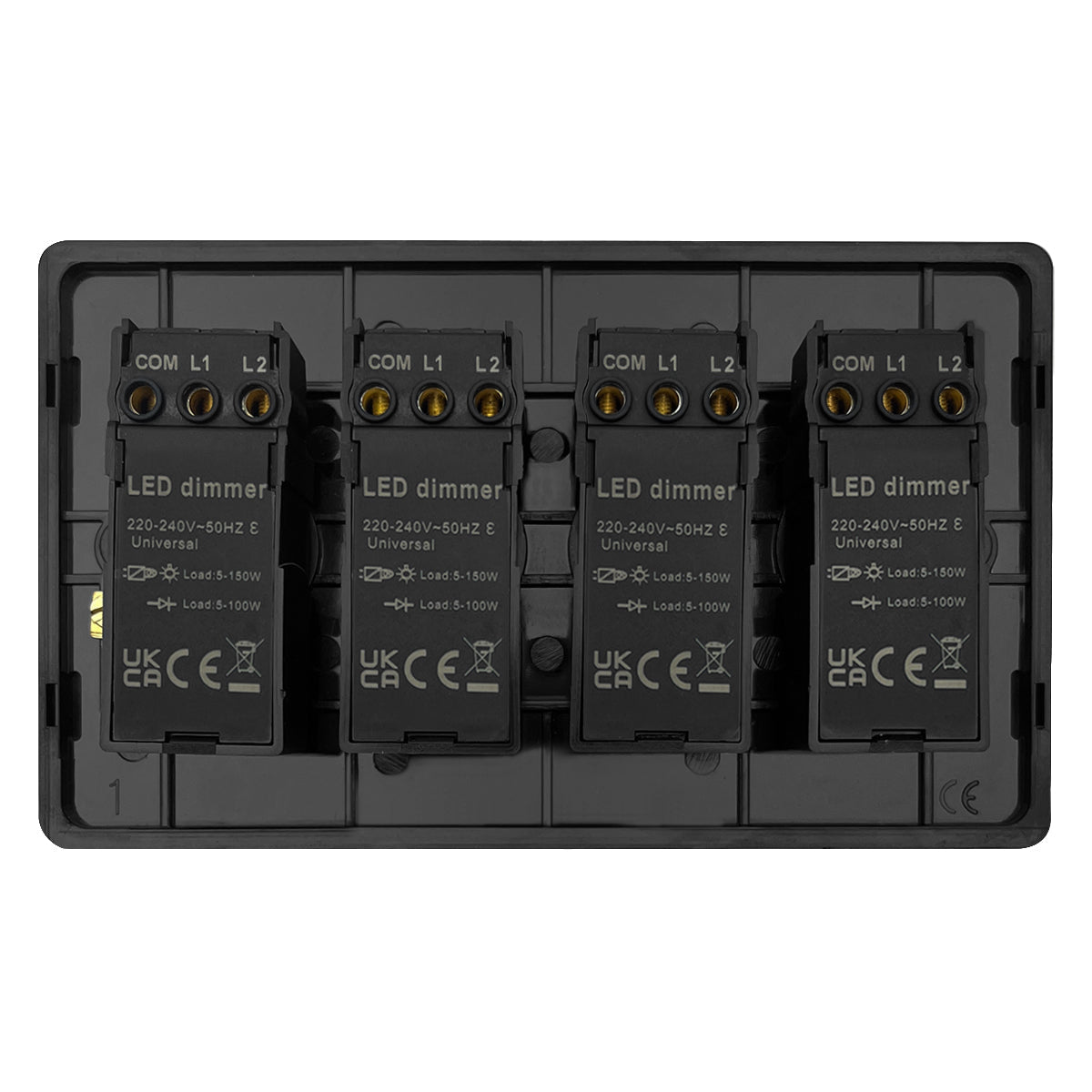 Matt Black 4 Gang 2 Way LED Dimmer Switch 4x100W - Energy Light Bulbs - Free delivery on all orders