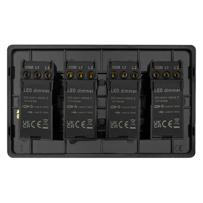 Matt Black 4 Gang 2 Way LED Dimmer Switch 4x100W - Energy Light Bulbs - Free delivery on all orders
