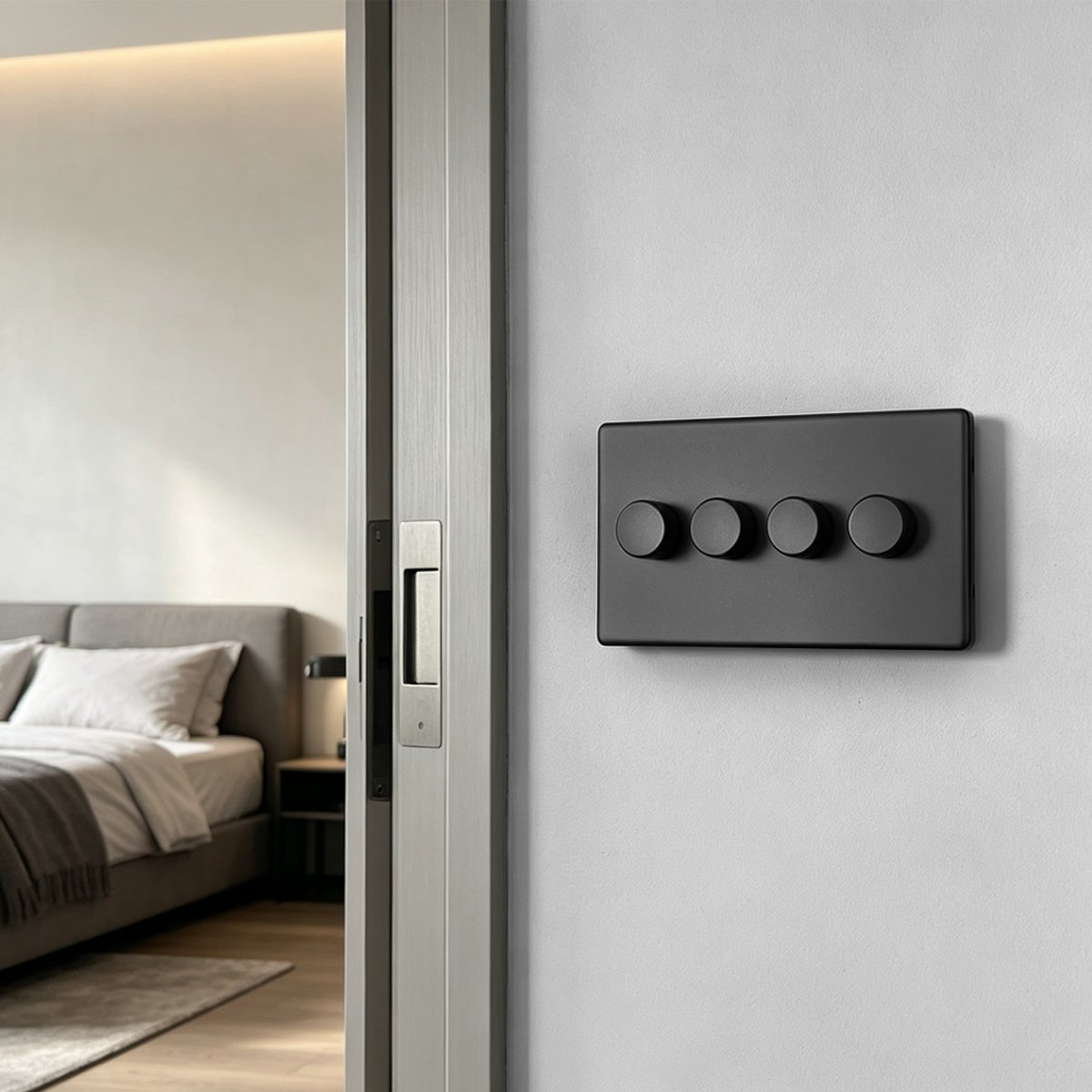 Matt Black 4 Gang 2 Way LED Dimmer Switch 4x100W - Energy Light Bulbs - Free delivery on all orders