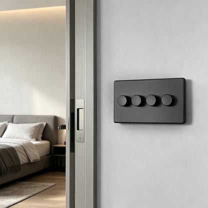 Matt Black 4 Gang 2 Way LED Dimmer Switch 4x100W - Energy Light Bulbs - Free delivery on all orders