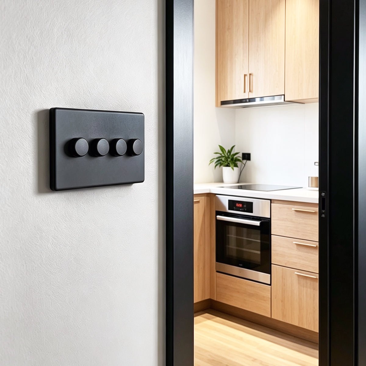Matt Black 4 Gang 2 Way LED Dimmer Switch 4x100W - Energy Light Bulbs - Free delivery on all orders