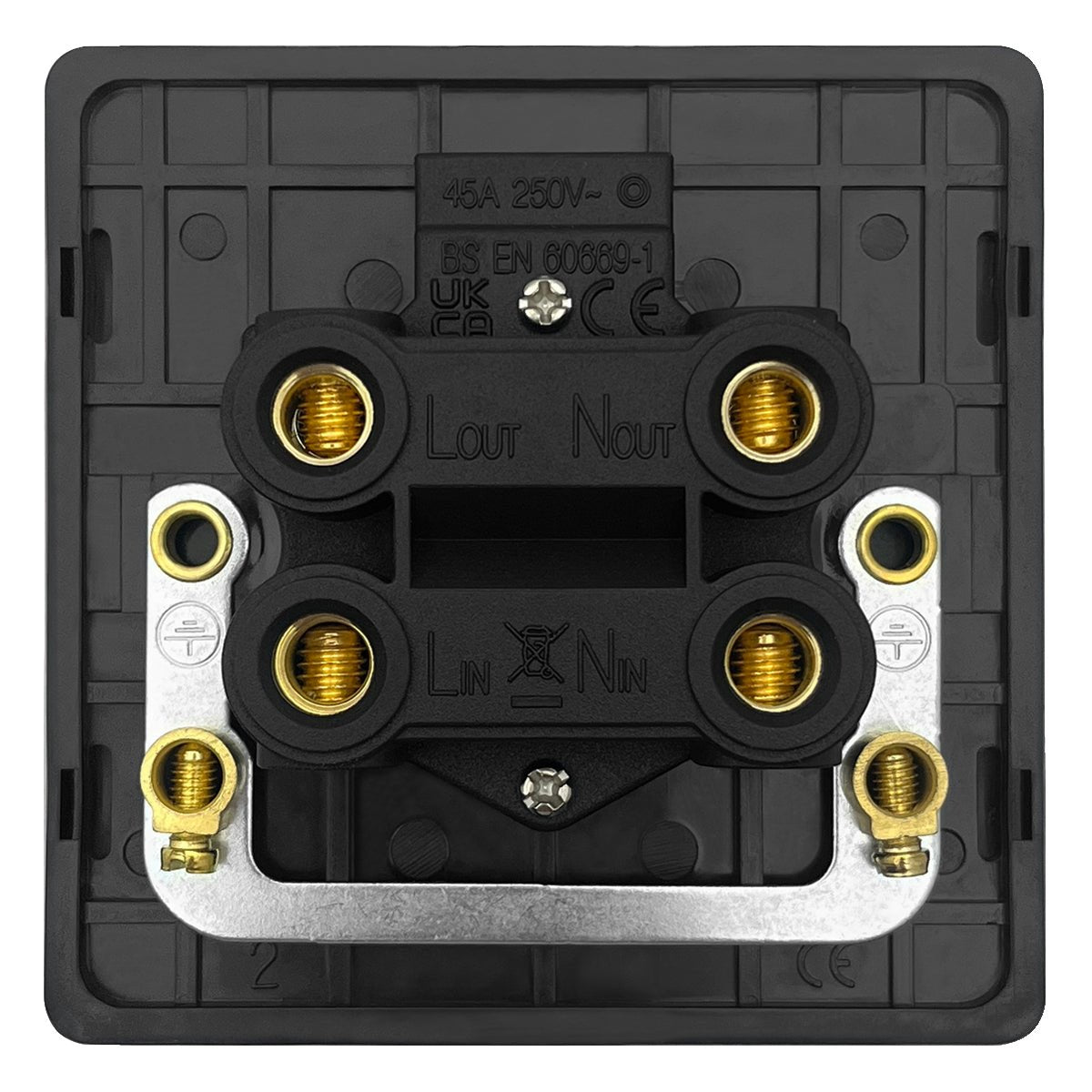 Matt Black 45A 1 Gang Cooker Switch Neon Indicator Double Pole Screwless BL327 - Energy Light Bulbs - Free delivery on all orders