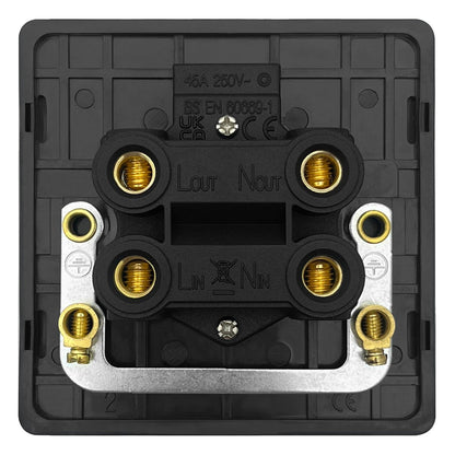 Matt Black 45A 1 Gang Cooker Switch Neon Indicator Double Pole Screwless BL327 - Energy Light Bulbs - Free delivery on all orders