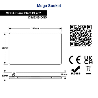 Matt Black Double 2 Gang Blanking Plate Screwless BL402 - Energy Light Bulbs - Free delivery on all orders
