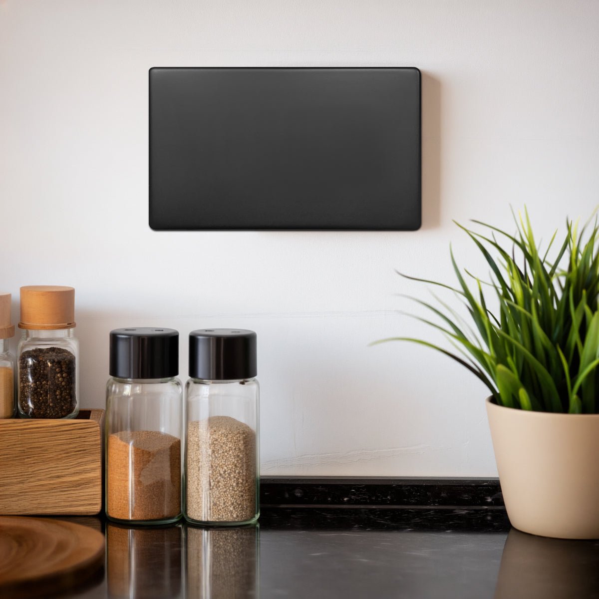 Matt Black Double 2 Gang Blanking Plate Screwless BL402 - Energy Light Bulbs - Free delivery on all orders