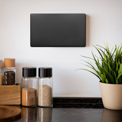 Matt Black Double 2 Gang Blanking Plate Screwless BL402 - Energy Light Bulbs - Free delivery on all orders