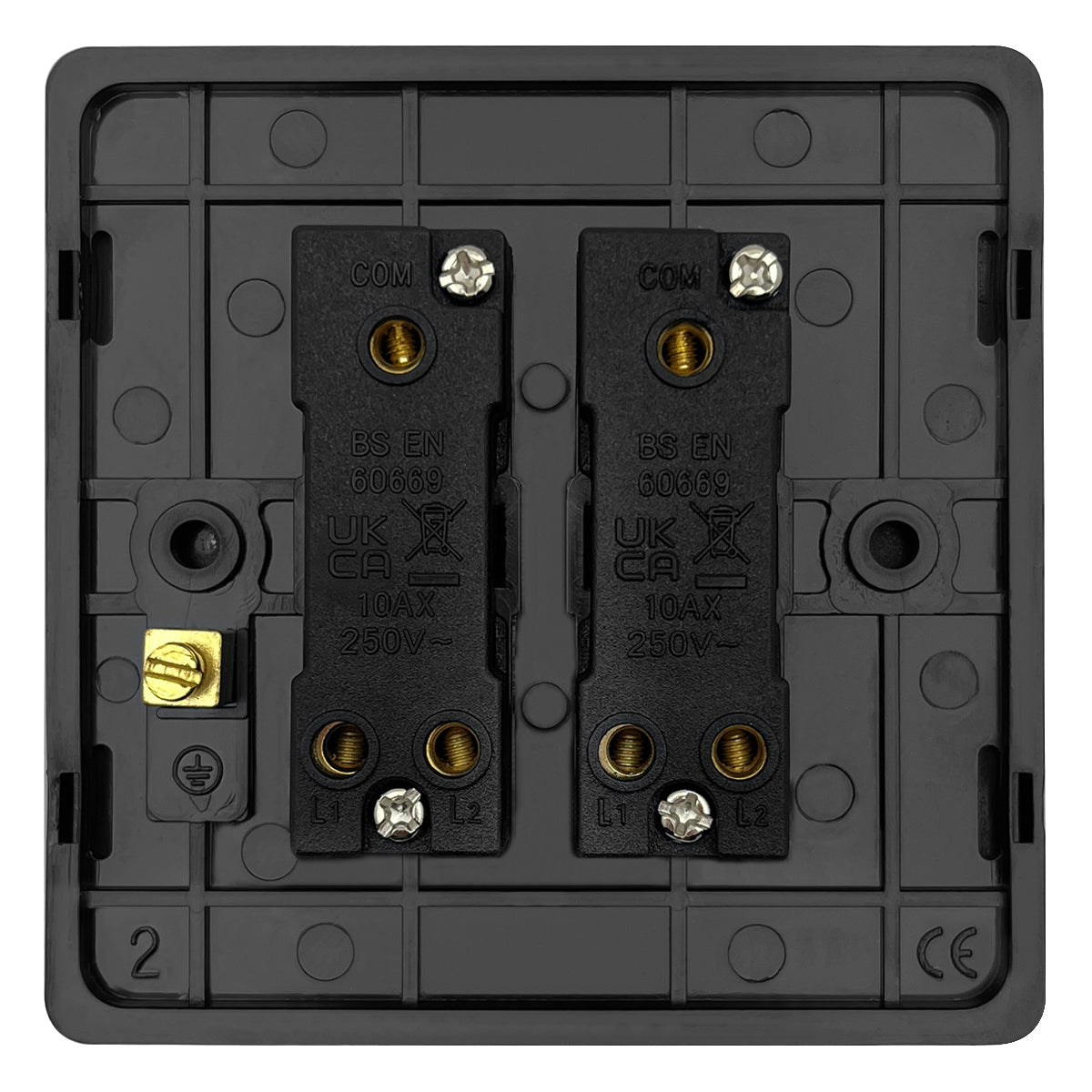 Matt Black Double Light Switch 2 Gang 2 Way Screwless BL304 - Energy Light Bulbs - Free delivery on all orders