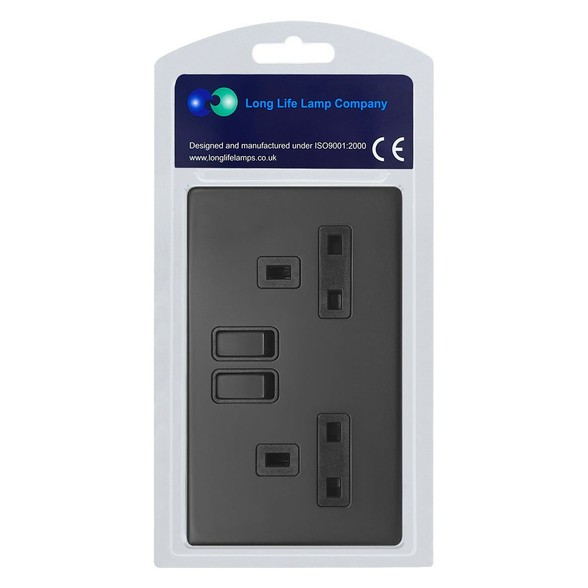 Matt Black Double Wall Socket Switched 2 Gang 13A Double Pole BL410 - Energy Light Bulbs - Free delivery on all orders
