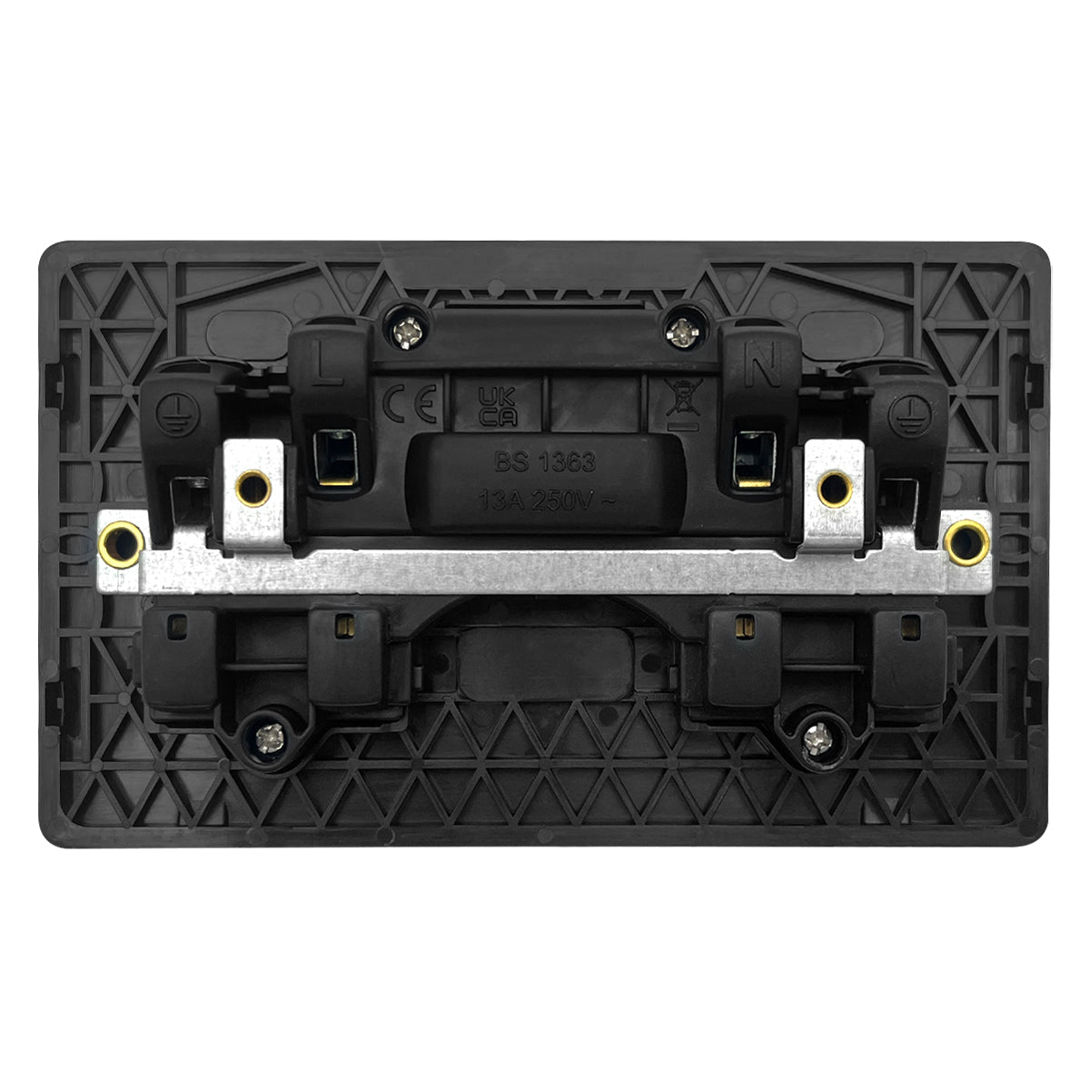 Matt Black Double Wall Socket Switched 2 Gang 13A Double Pole BL410 - Energy Light Bulbs - Free delivery on all orders