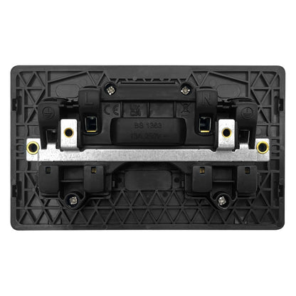 Matt Black Double Wall Socket Switched 2 Gang 13A Double Pole BL410 - Energy Light Bulbs - Free delivery on all orders