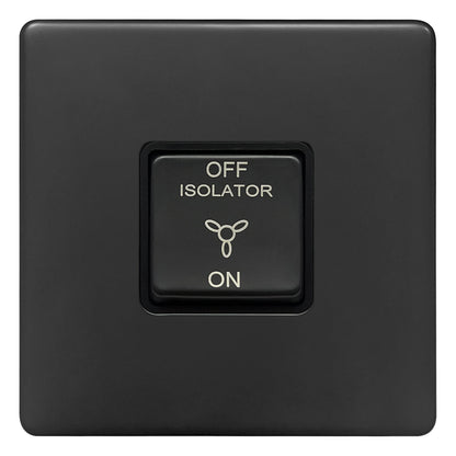Matt Black Fan Isolator Switch 10A Triple Pole BL311 - Energy Light Bulbs - Free delivery on all orders