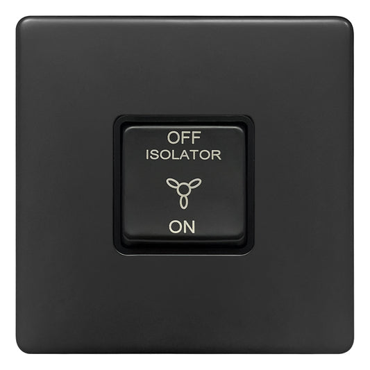 Matt Black Fan Isolator Switch 10A Triple Pole BL311 - Energy Light Bulbs - Free delivery on all orders