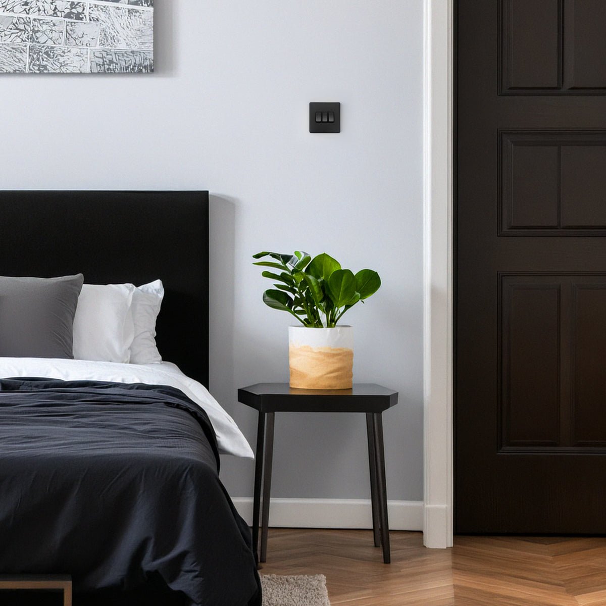 Matt Black Light Switch 3 Gang 2 Way Screwless BL306 - Energy Light Bulbs - Free delivery on all orders