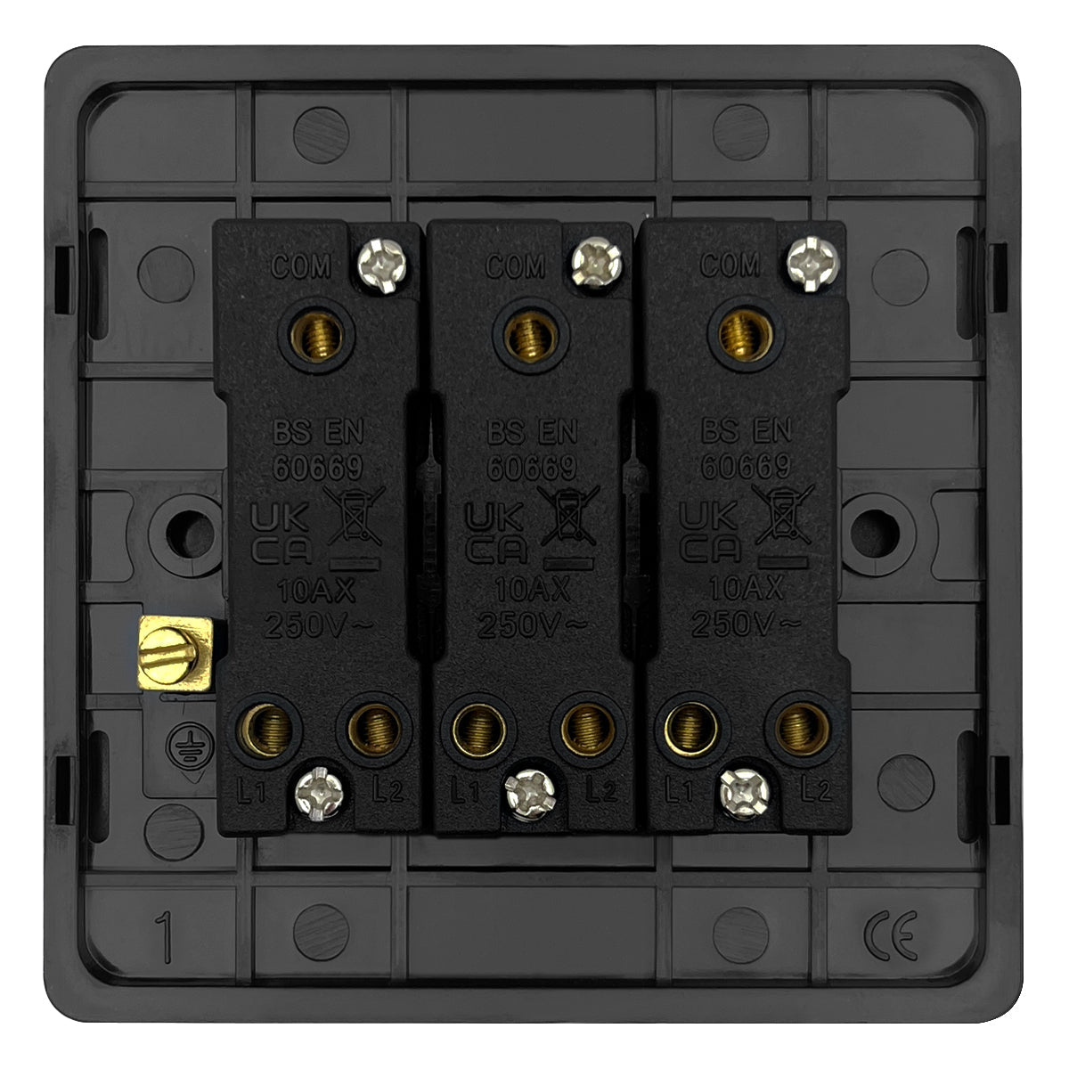 Matt Black Light Switch 3 Gang 2 Way Screwless BL306 - Energy Light Bulbs - Free delivery on all orders