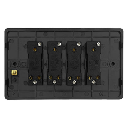 Matt Black Light Switch 4 Gang 2 Way Screwless BL308 - Energy Light Bulbs - Free delivery on all orders