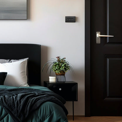 Matt Black Light Switch 4 Gang 2 Way Screwless BL308 - Energy Light Bulbs - Free delivery on all orders