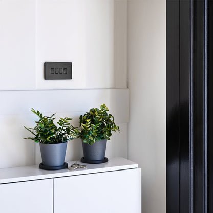Matt Black Light Switch 4 Gang 2 Way Screwless BL308 - Energy Light Bulbs - Free delivery on all orders