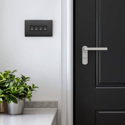 Matt Black Light Switch 4 Gang 2 Way Screwless BL308 - Energy Light Bulbs - Free delivery on all orders