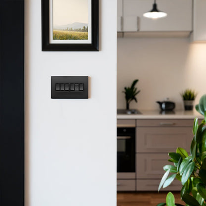 Matt Black Light Switch 6 Gang 2 Way Screwless BL310 - Energy Light Bulbs - Free delivery on all orders
