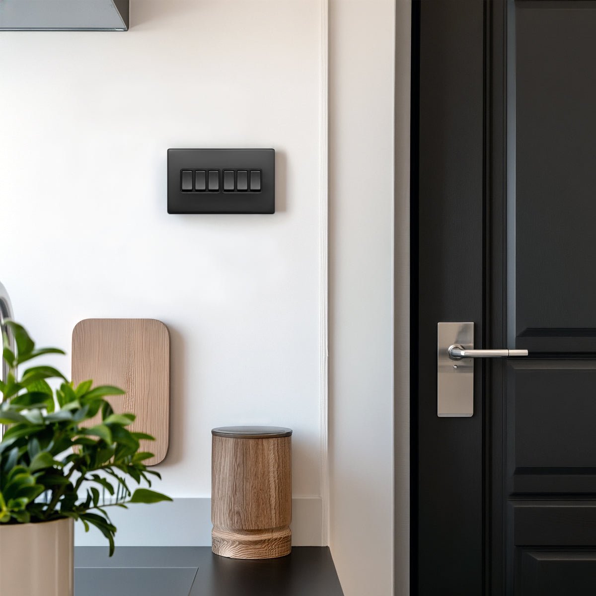 Matt Black Light Switch 6 Gang 2 Way Screwless BL310 - Energy Light Bulbs - Free delivery on all orders