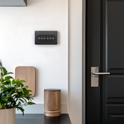 Matt Black Light Switch 6 Gang 2 Way Screwless BL310 - Energy Light Bulbs - Free delivery on all orders