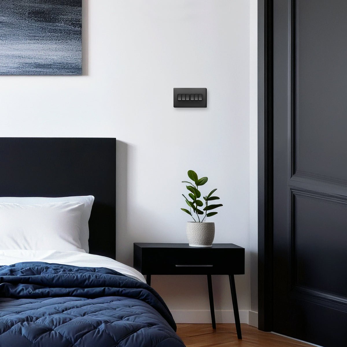 Matt Black Light Switch 6 Gang 2 Way Screwless BL310 - Energy Light Bulbs - Free delivery on all orders