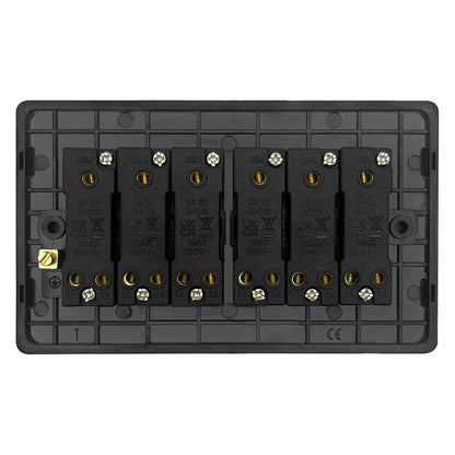 Matt Black Light Switch 6 Gang 2 Way Screwless BL310 - Energy Light Bulbs - Free delivery on all orders