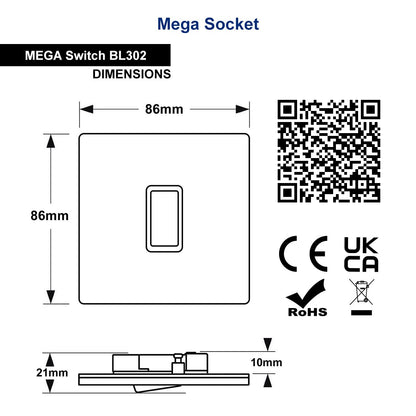 Matt Black Single Light Switch 1 Gang 2 Way Screwless BL302 - Energy Light Bulbs - Free delivery on all orders