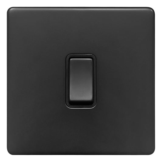 Matt Black Single Light Switch 1 Gang 2 Way Screwless BL302 - Energy Light Bulbs - Free delivery on all orders