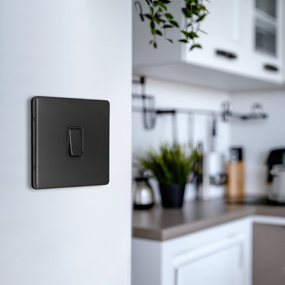 Matt Black Single Light Switch 1 Gang 2 Way Screwless BL302 - Energy Light Bulbs - Free delivery on all orders