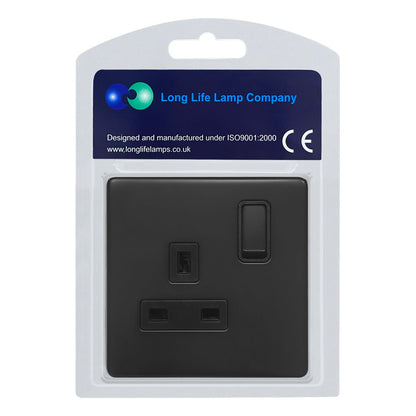 Matt Black Single Wall Socket Switched 1 Gang 13A Double Pole BL409 - Energy Light Bulbs - Free delivery on all orders