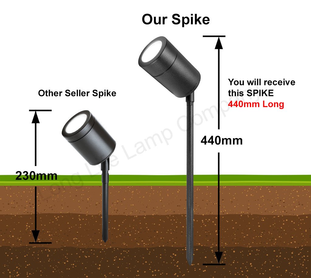 Matt Black Stainless Steel Garden Spike light Adjustable Outdoor Spike 240v - Energy Light Bulbs - Free delivery on all orders