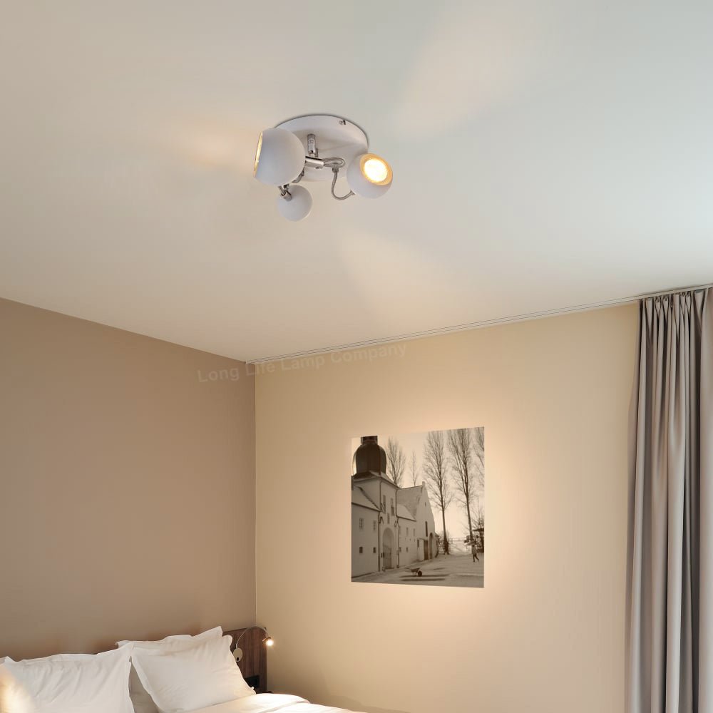 Matt White 3 Way Adjustable Eyeball Ceiling Spotlight GU10 - Energy Light Bulbs - Free delivery on all orders